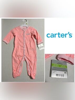 🆕CARTER’S - 3M - NWT - INFANT GIRLS CORAL PINK LEOPARD CAT SLEEPER